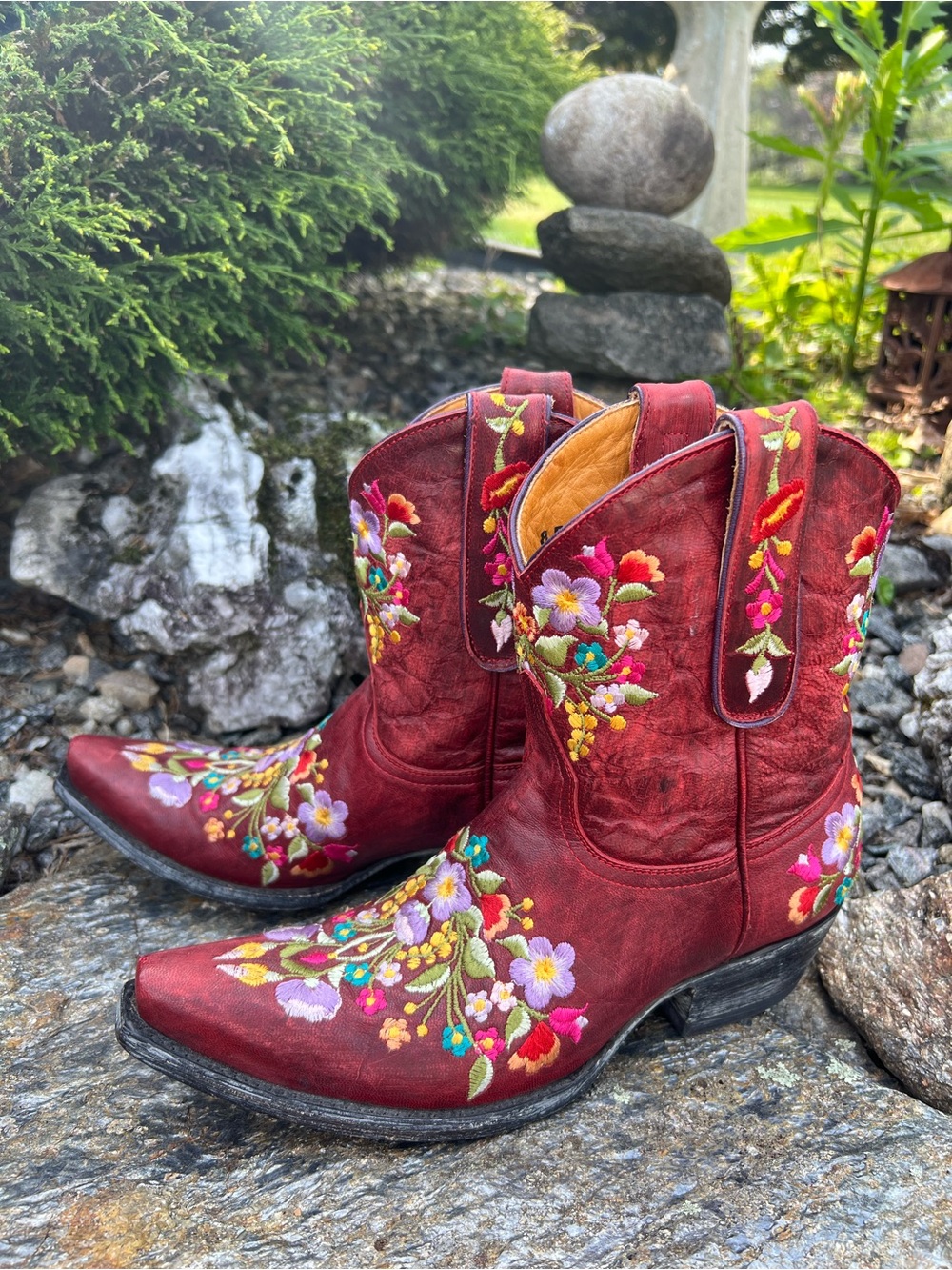 Price firm- Old Gringo 8 B Sora Floral Western Cowboy Boots Christmas Halloween - Picture 4 of 14